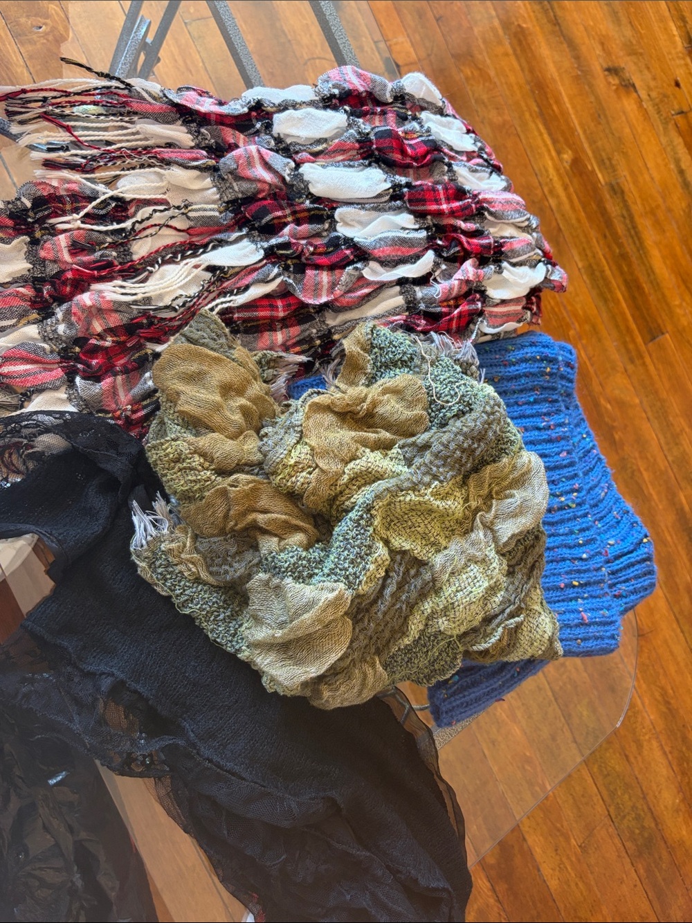 Olive Green Textured Ruffle Scarf - Women's Fashion Wrap